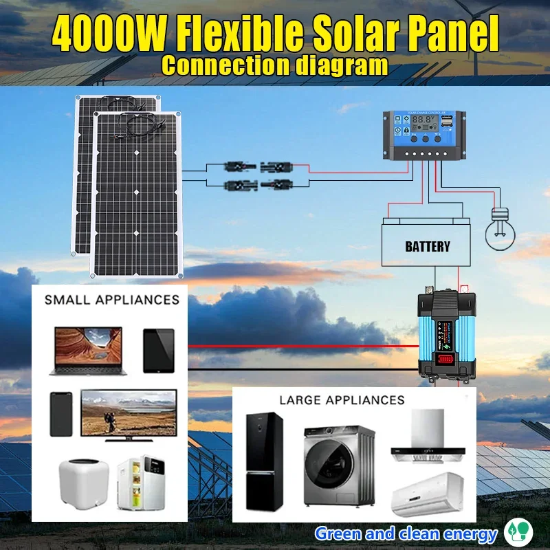 Off Grid Solar Kit - 4000W Solar Panel Kit 12V To
