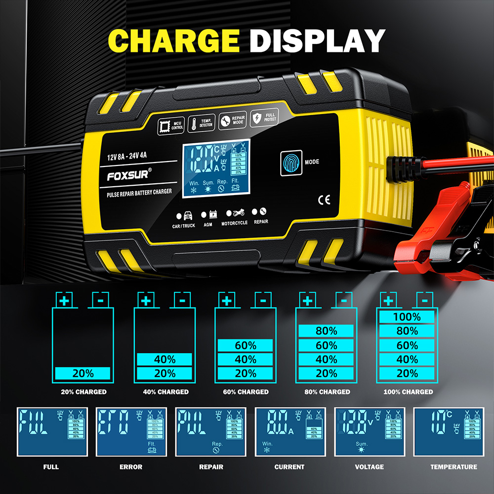 FOXSUR FBC122408D 12V 8A 24V 4 - Agm Deep Cycle Battery 评论和价格